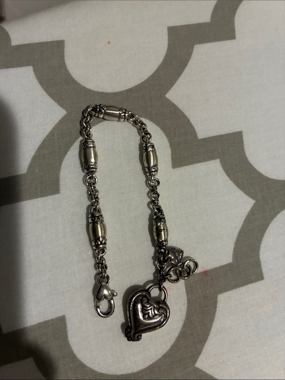 Brighton Silver Heart Charm Bracelet - Silver Tone Women’s Jewelry